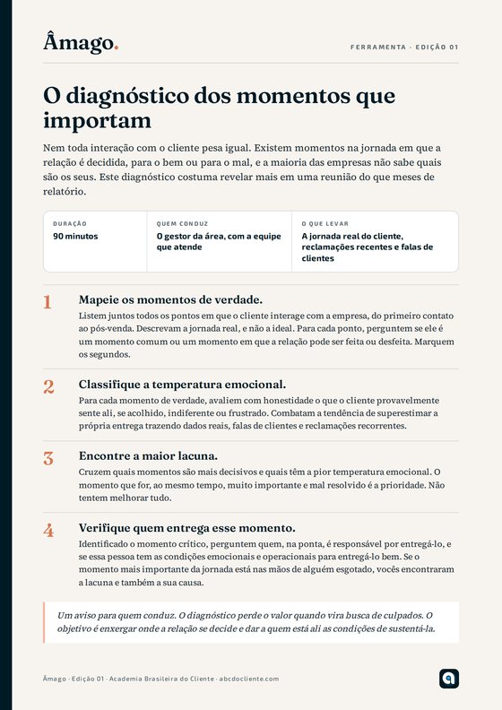 Capa do material O diagnóstico dos momentos que importam